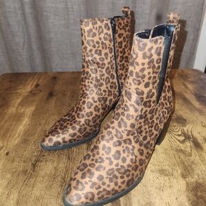 Express Brown Leopard Ankle Boots